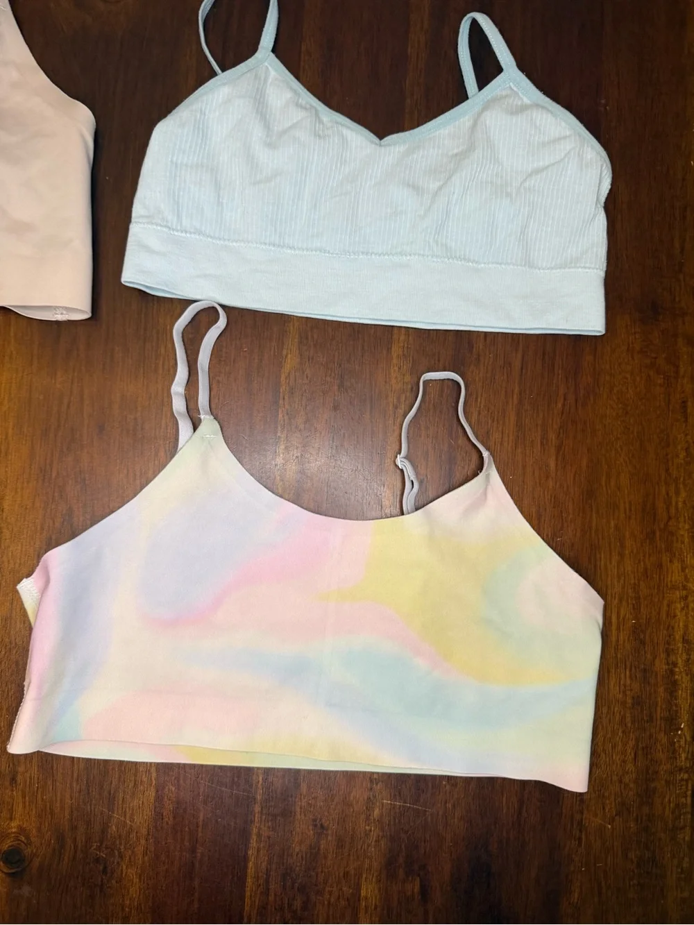 Girls’ Seamless Bralette Collection - blue, tan, Pastel Tie-Dye, Light Blue